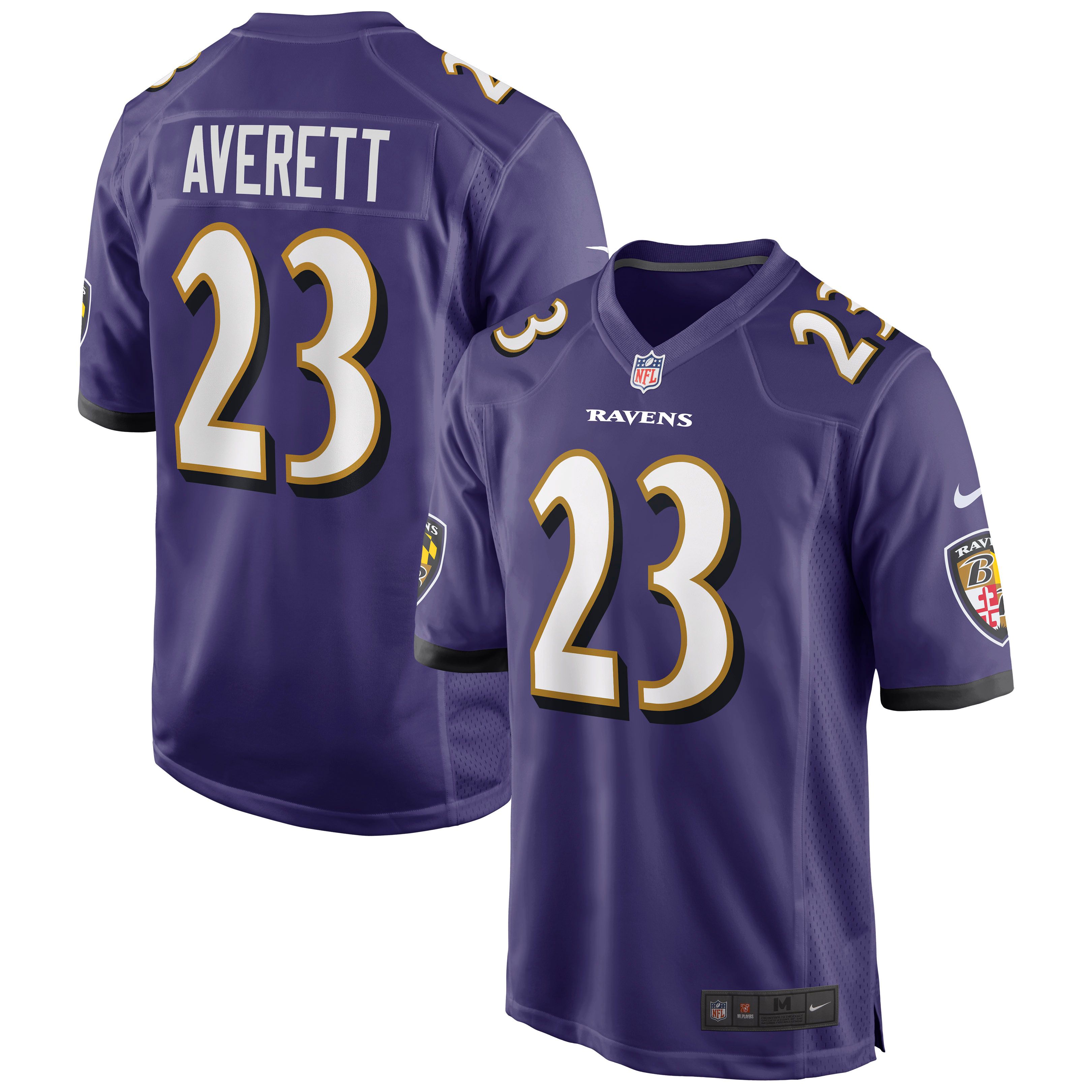 Men Baltimore Ravens #23 Anthony Averett Purple Nike Limited Player NFL Jersey